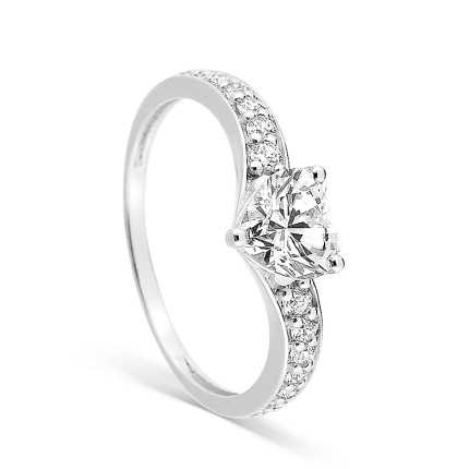 Anillo solitario abierto oro blanco 9 KT circonita