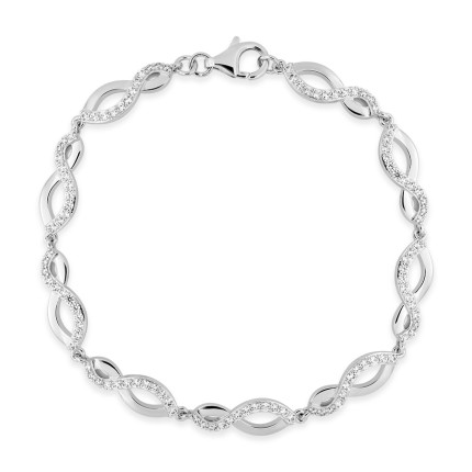Pulseira em prata em forma de 8 com zircónia 18cm