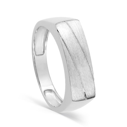 Anillo de plata cuadrado con 2 rayas para caballero