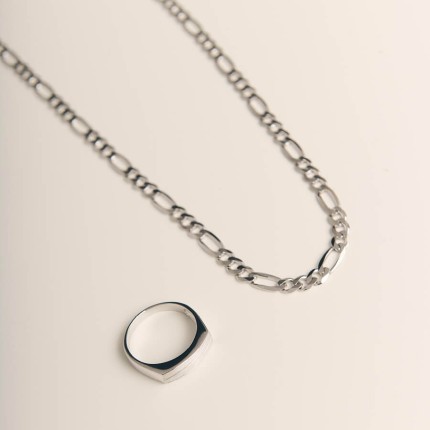 Anillo de plata cuadrado con 2 rayas para caballero