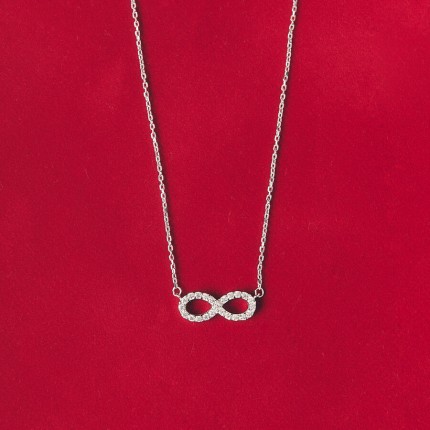 Collar de plata rodiada con colgante infinito de circonitas