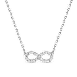 Collar de plata rodiada con colgante infinito de circonitas