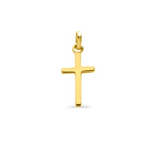 Pingente religioso banhado a ouro amarelo com símbolo de cruz lisa