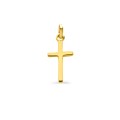 Pingente religioso banhado a ouro amarelo com símbolo de cruz lisa