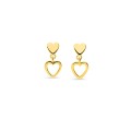 Brincos pendentes com motivos em forma de coração em ouro amarelo 18K