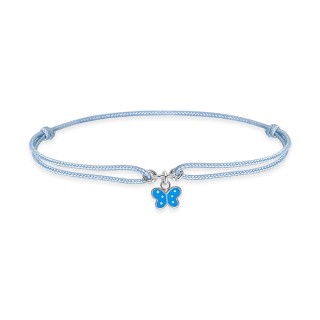 Pulseira de cordão azul com motivo de borboleta lacada