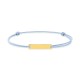 Pulseira de identidade com cordão azul e placa gravável em ouro amarelo 18K