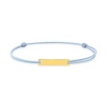 Pulseira de identidade com cordão azul e placa gravável em ouro amarelo 18K