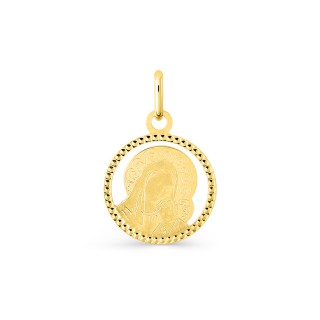 Pingente medalha em ouro amarelo 9K com motivo religioso