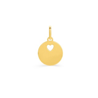 Pingente com medalha e coração em ouro amarelo 18K