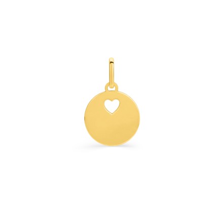 Pingente com medalha e coração em ouro amarelo 18K