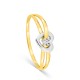 Anillo solitario bicolor de oro 18K, diamante engastado de 0,01 ct, motivo de corazón