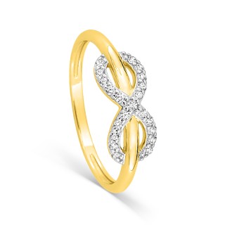 Anillo de oro amarillo de 9K rodiado con circonitas y motivo infinito