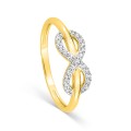 Anillo de oro amarillo de 9K rodiado con circonitas y motivo infinito