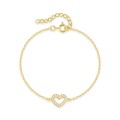Pulseira coração banhada a ouro com zircónias