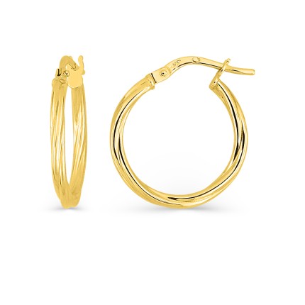 Argolas entrelaçadas em ouro amarelo 9 kt de 15x 2mm