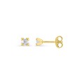 Brincos em ouro amarelo 9 kt com zircónia 3x3mm