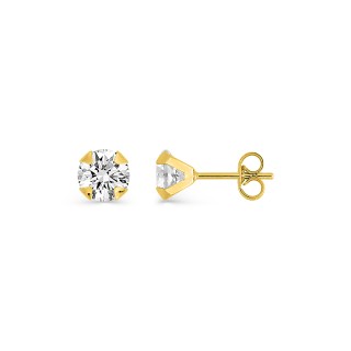 Pendientes de oro amarillo 9 KT con circonita de 5 mm