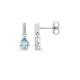 Brincos pendentes em prata 925‰ banhada a ródio com zircónias brancas e azul-celeste 6x4 mm