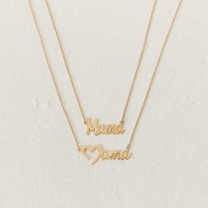 Colar “Mama”, letras unidas, banhado a ouro