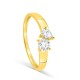 Anel com diamantes criados redondos e em formato de pera, 0,40 ct, ouro amarelo 9K