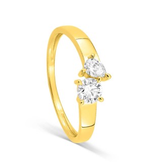 Anel com diamantes criados redondos e em formato de pera, 0,40 ct, ouro amarelo 9K