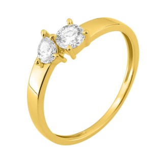 Anel com diamantes criados redondos e em formato de pera, 0,40 ct, ouro amarelo 9K