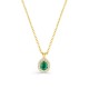 Colar com esmeralda criada em formato de pera e diamante criado, 0,07 ct, ouro amarelo 9K