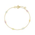 Pulsera de oro amarillo 9K multipiedra 18CM