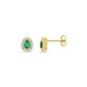 Brincos de pino em formato de pera com esmeralda criada e diamantes criados de 0,14 ct em ouro amarelo 9K