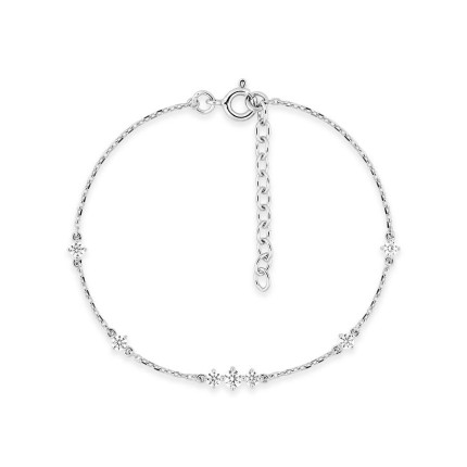 Pulseira em prata de lei 925 com banho de ródio e zircónias