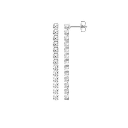 Brincos pendentes de 38 mm em prata de lei 925 com banho de ródio, adornados com zircónias de 2,75 mm