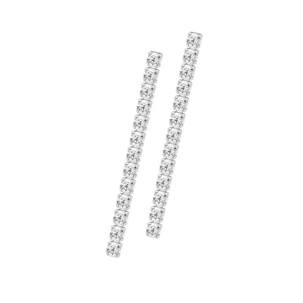 Brincos pendentes de 38 mm em prata de lei 925 com banho de ródio, adornados com zircónias de 2,75 mm