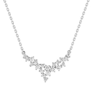 Collar de plata de ley 925 rodiada con cadena tipo eslabón y circonitas dispuestas como copos de nieve