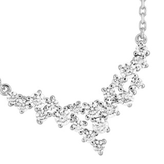Collar de plata de ley 925 rodiada con cadena tipo eslabón y circonitas dispuestas como copos de nieve