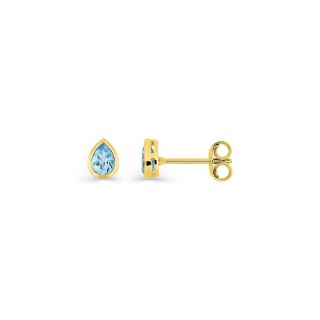 Pendientes de oro amarillo de 9K con topacio azul talla pera