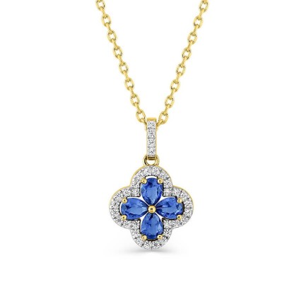 Colar floral banhado a ouro com zircónias