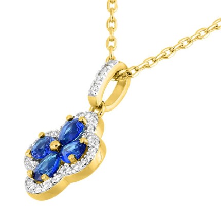 Colar floral banhado a ouro com zircónias