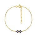 Pulsera bañada en oro con circonitas azules cuadradas y redondas