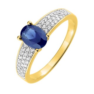 Anel de ouro banhado a ródio com zircónia azul
