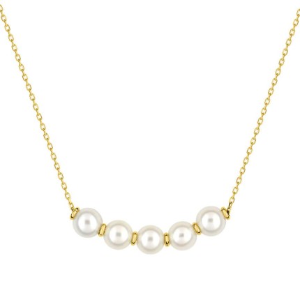 Collar de oro amarillo de 9K con perlas cultivadas de agua dulce de 5 mm