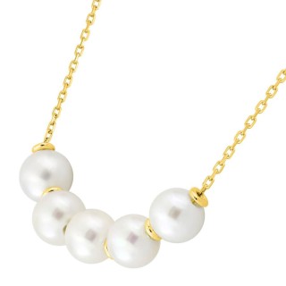 Colar em ouro amarelo de 9K com pérolas de cultivo de água doce de 5 mm