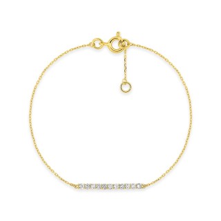 Pulsera de oro 9K barra central con circonitas