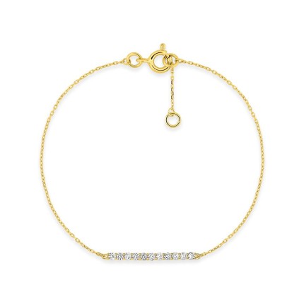 Pulseira em ouro de 9K com barra central e zircónitas