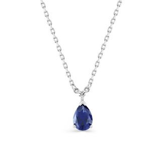 Collar de plata de ley 925 con una circonita azul rodeada de circonitas blancas