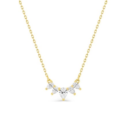 Collar de oro amarillo 9K con cinco circonitas talla pera