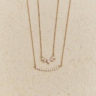 Colar em ouro amarelo 9K com uma fileira de zircónias cúbicas