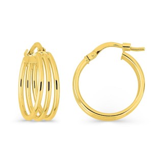 Pendientes de aro en oro amarillo de 9K compuestos por tres anillos