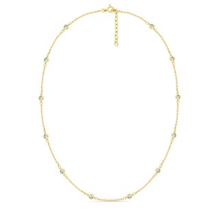 Collar bañado en oro con circonita cúbica azul cielo