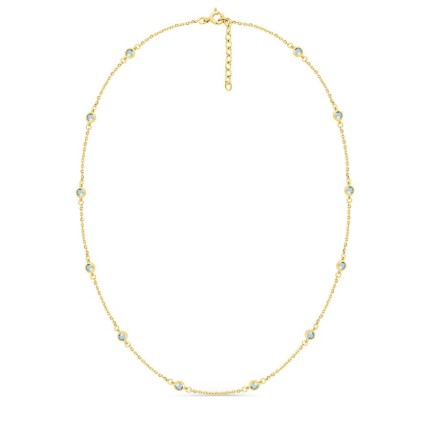 Collar bañado en oro con circonita cúbica azul cielo